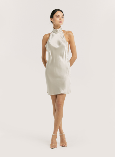 nap silk dress Nap Loungewear Halter Neck Mini Silk Dress In Pearl White
