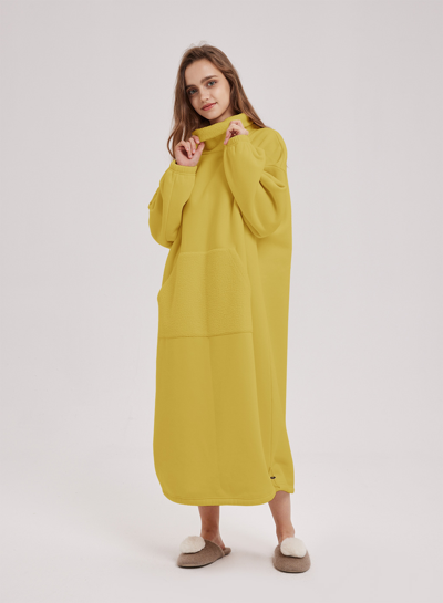 Nap Loungewear Oversized Fleece Knit Dress In Honey