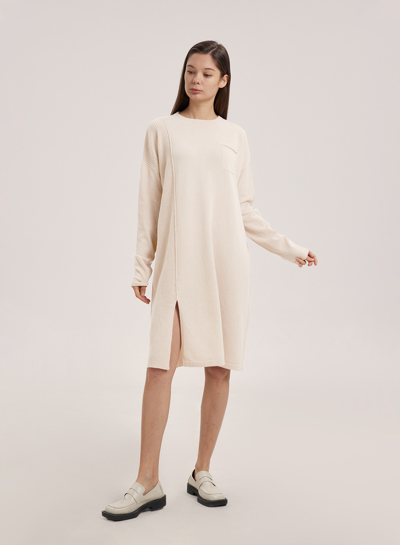 Nap Loungewear Ribbed Camel Hair Sweater Dress In Ivory