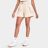 Nike Women's Sportswear Essential Woven High-rise Shorts In Sanddrift/white