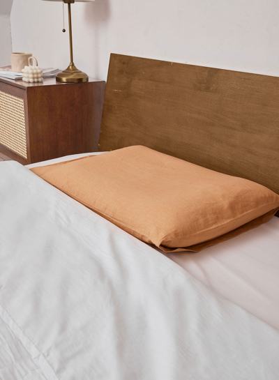 Nap Loungewear Apricot Washed Linen Pillowcase - Set Of 2