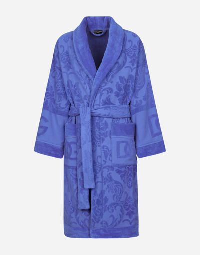 Dolce & Gabbana Bath Robe In Terry Cotton Jacquard In Multicolor
