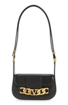 Valentino Garavani Small V Logo Chain Leather Shoulder Bag In Nero