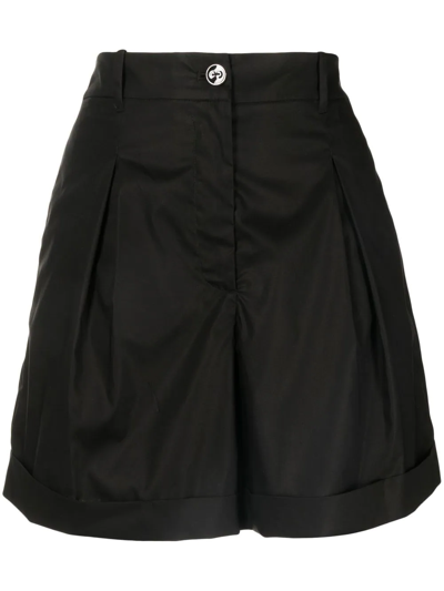 Twinset Wide-leg High-waisted Shorts In Black
