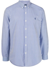 Polo Ralph Lauren Striped Stretch Cotton Shirt In Blue