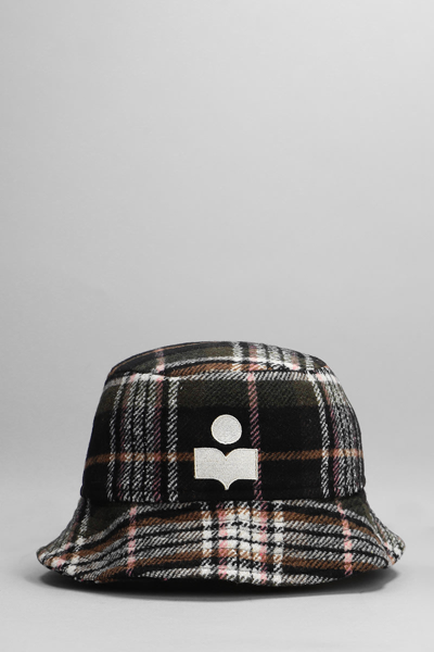 Isabel Marant Logo-embroidered Tartan Bucket Hat In Black
