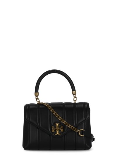 Tory Burch Kira Small Satchel In Black / Rolled Gold