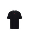 44 Label Group Black T-shirt With Contrasting Logo In Black+berlin Life Monument Print