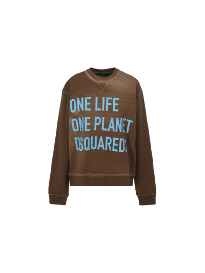 Dsquared2 Slogan-print Sweatshirt In Brown