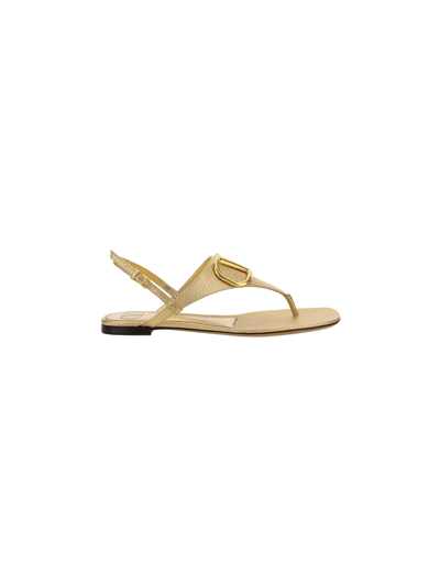 Valentino Garavani Thong Sandal In Antique Brass