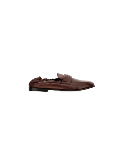 Dolce & Gabbana Leather Loafers In Brown
