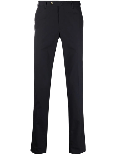 Pt Torino Fine Ribbed Straight-leg Trousers In Blue
