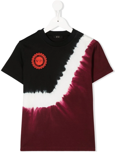 N°21 Kids' Tie-dye Logo-print T-shirt In Black