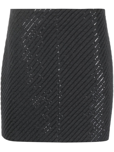 Brunello Cucinelli Sequin Embellished Mini Skirt In Anthracite