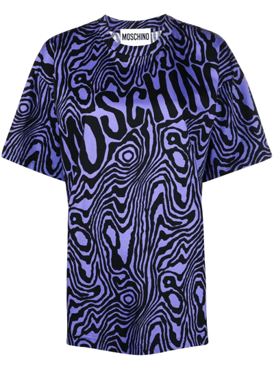 Moschino 斑马纹圆领t恤 In Blue