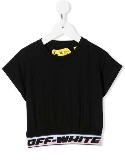 Off-white Babies' Logo饰带短袖t恤 In Black