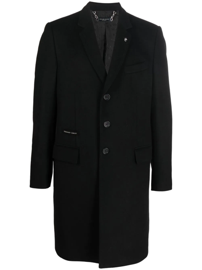Philipp Plein Single-breasted Wool-cashmere Coat In Grey/black