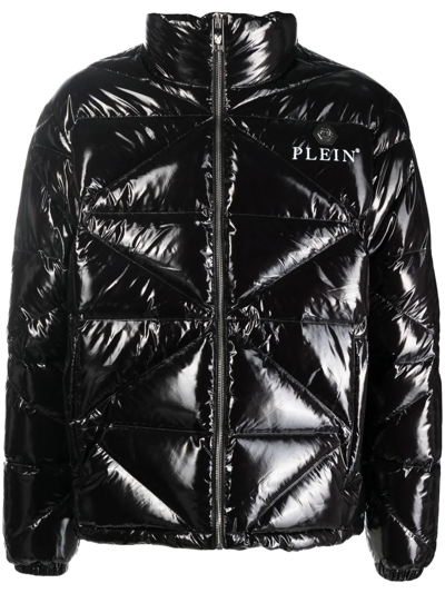 Philipp Plein Hexagon Quilted Padded Jacket In Nero
