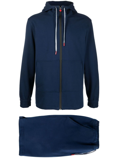 Kiton Hooded Track Suit In Blue