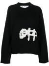 Off-white Intarsia Spray Paint Logo Wool Blend Sweater In Schwarz