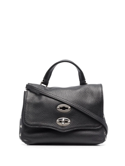 Zanellato Stud-embellished Leather Shoulder Bag In Black