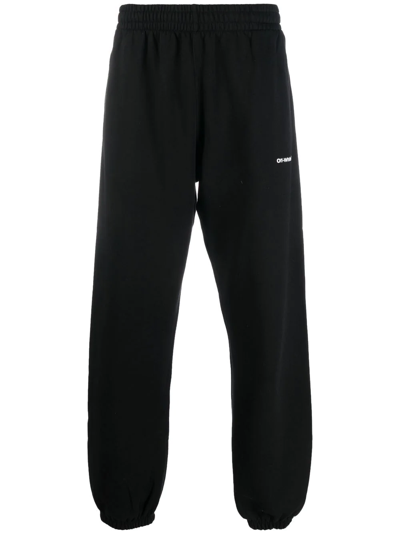 Off-white Wave Diag Printed Cotton Track Pants In Black