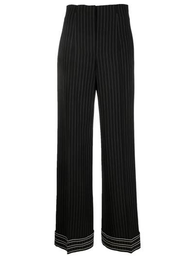 Alberta Ferretti High-waisted Pinstripe Trousers In Fantasy Black