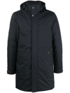 Moorer Smooth Medium Hooded Parka With Adjustable Cuffs In Blau