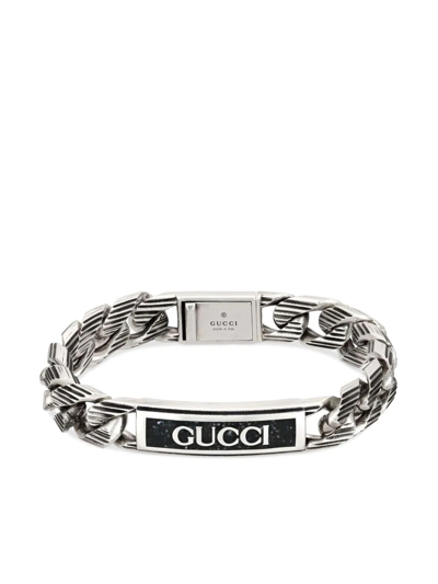 Gucci Sterling Silver And Enamel Chain Bracelet