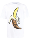 Palm Angels White T-shirt With A Banana Print In Weiss