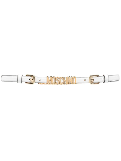 Moschino Logo Plaque Chain Belt In Gelb