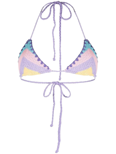 Mc2 Saint Barth Leah Crochet Bikini Top In Purple