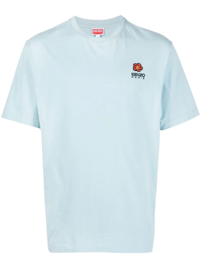 Kenzo Crest Logo-embroidered Cotton-jersey T-shirt In Sky Blue