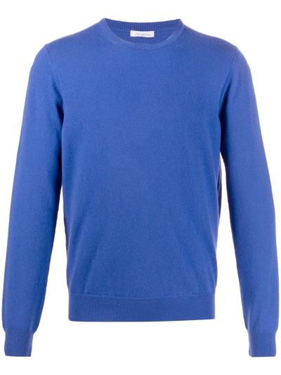Malo Shaved Fine-knit Cashmere Jumper In Blau