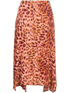 Stella Mccartney Naya Leopard-print Silk Crepe De Chine Midi Skirt In Martini Pink