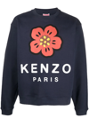 Kenzo Boke Flower Stretch-cotton Sweatshirt In Blau