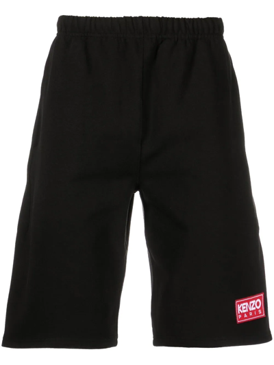 Kenzo Logo-patch Cotton Shorts In Black