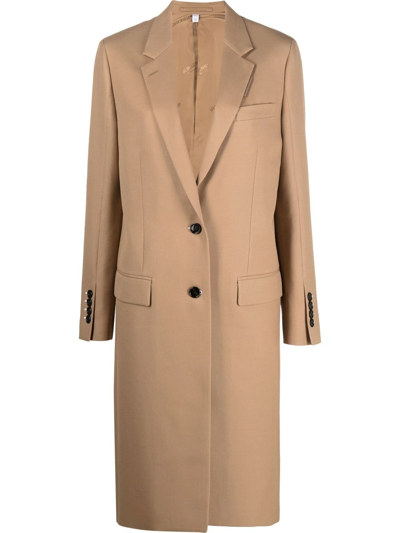 Burberry Notched-lapel Single-breasted Coat In Neutrals