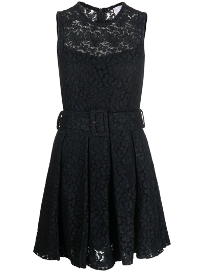 Patou Lace-detail Sleeveless Mini Dress In Night Blue