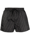 Fendi Ff-logo Print Swim Shorts In Black