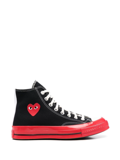 Comme Des Garçons Play Ct70 Hi Top Red Sole Black And Red Canvas High Sneakers Cdg Play X Converse