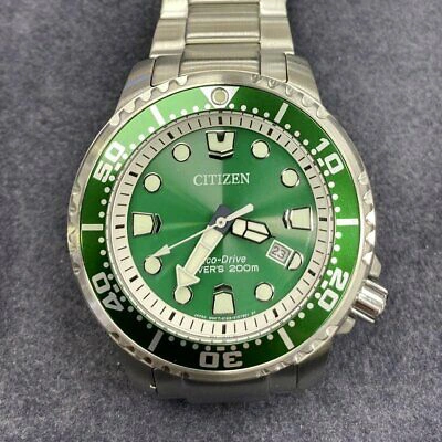 Pre-owned Citizen Promaster Bn0158-85x Eco-drive 200m Green Dial