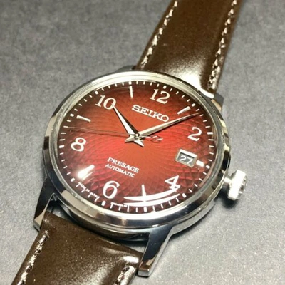 Pre-owned Seiko Presage Srpe41j1 Automatic Leather Cocktail Negroni Red Japan Made