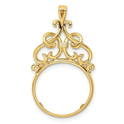 Pre-owned Roy Rose Jewelry Gold Coin Bezel Pendant Mounting- 13mm 16.5mm Coin Size -fancy Scrollwork Design