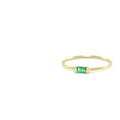 Pre-owned Irisha Designs Genuine Baguette Emerald Stone Wedding Ring In 14k Solid Gold Fine Jewelry In Green