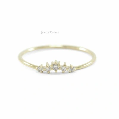 Pre-owned J.o.n 14k Gold 0.08 Ct. Genuine Diamond Cluster Band Ring Engagement Fine Jewelry In White