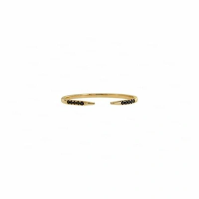 Pre-owned Irisha Designs Genuine Black Diamond Open Cuff Claw 14k Gold Fine Jewelry Ring In F-g