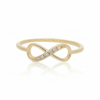 Pre-owned J.o.n 14k Gold 0.04 Ct. Genuine Diamond Love Infinity Knot Ring Size - 3 To 8 Us In White
