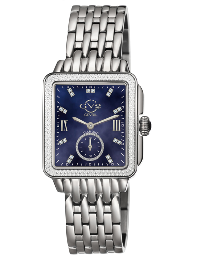 Pre-owned Gv2 By Gevril 9259b Women's Bari Blue Mop Dial Swiss Quartz Steel Watch