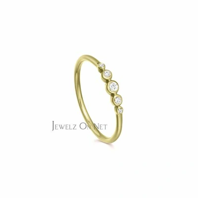 Pre-owned J.o.n 14k Gold 0.17 Ct. Genuine Bezel Set Diamond Minimalist Ring Fine Jewelry In Yellow